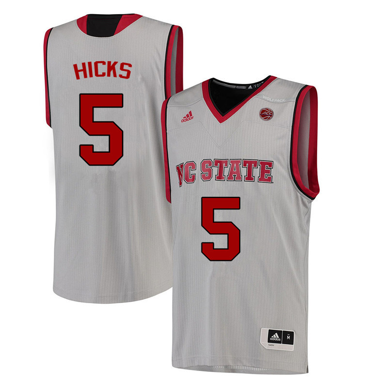 Men NC State Wolfpack #5 Darius Hicks College Basketball Jerseys-White - Click Image to Close